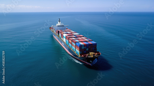 Container Cargo Ship, Generative AI, Illustration