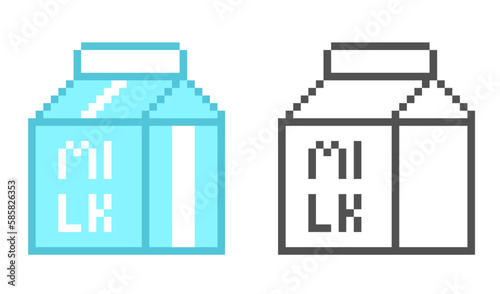 Retro milk carton. Vector illustration in pixel style