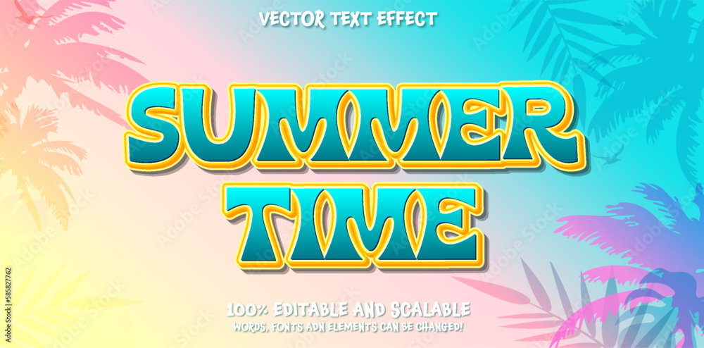 Summer time text effect orange style. Editable text effect.
