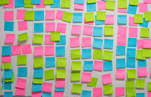 Whiteboard post-it colored notes