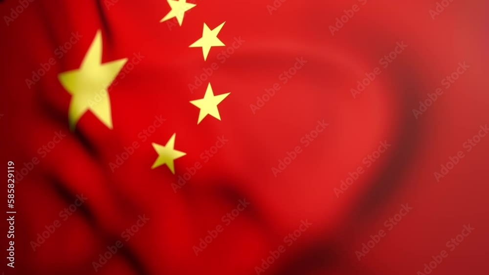 Waving colorful flag of China. Chinese flag is blowing in the wind Waving colorful flag of China. Chinese flag is blowing in the wind