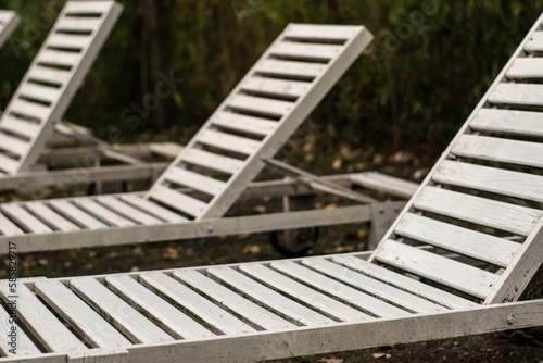Three deck chairs