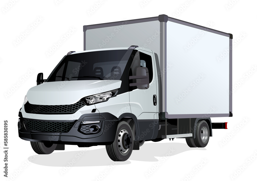 White cargo truck isolated on white. PNG format with transparency