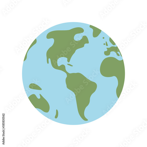 Globe world map. Planet earth flat vector illustration. Doodle map with continents and oceans.