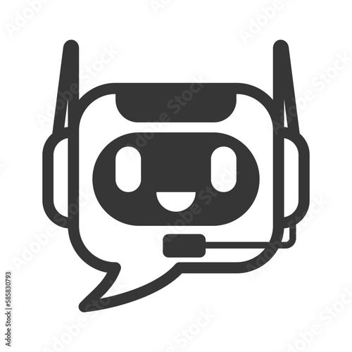 Chatbot icon and logo on isolated white background. Artificial intelligence for help service. Chat by ai. Line Vector.	
