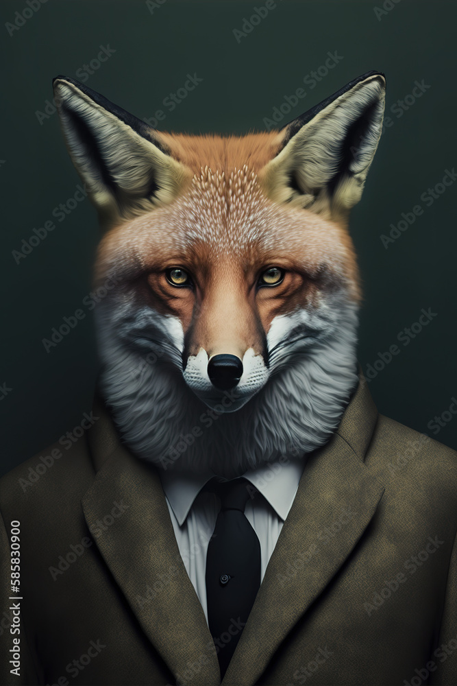 Portrait of a fox wearing a business suit ,Generative AI. Portrait of a fox wearing a business suit ,Generative AI.