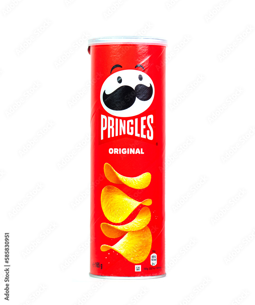 WARSAW MARCH 05 Red long tube with Pringles logotype, original taste