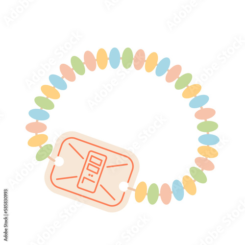 Candy wrist watch. Sweet watch bracelet. Sugar dragee from 90s. Flat cartoon vector illustration isolated on a white background.