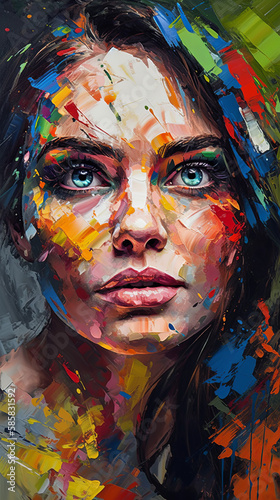 Elegant Brushstrokes: An Oil Painting of a Beautiful Lady, Generative AI