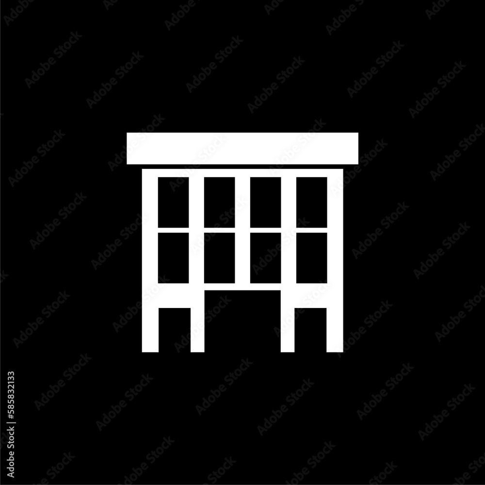 Building line icon. House architecture sign isolated on black background Building line icon. House architecture sign isolated on black background