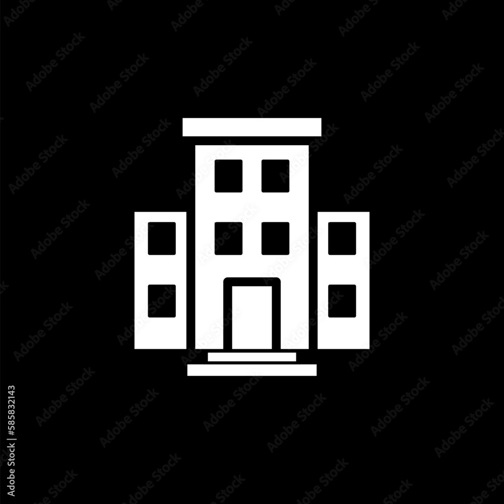 Simple illustration of building icon for web design isolated on black background Simple illustration of building icon for web design isolated on black background