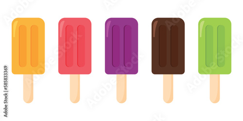 Fruits popsicle ice cream stick vector illustration