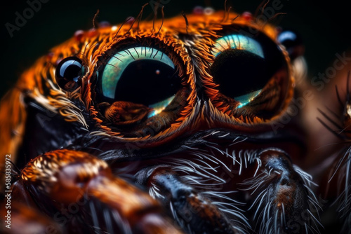 Close-up finest detail of the spider eye by Ai generated.