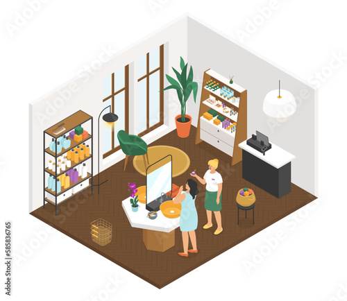 Cosmetics shop - modern vector colorful isometric illustration