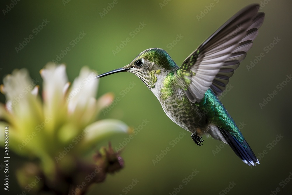 Obraz premium Shimmering Snowcap Hummingbird Generative AI