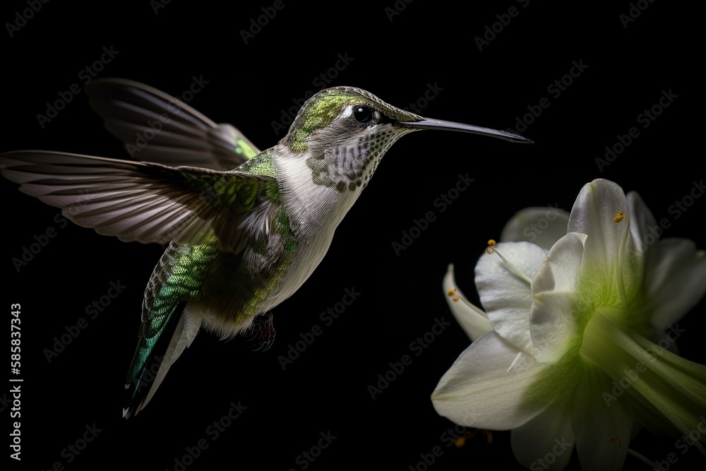 Fototapeta premium Shimmering Snowcap Hummingbird Generative AI