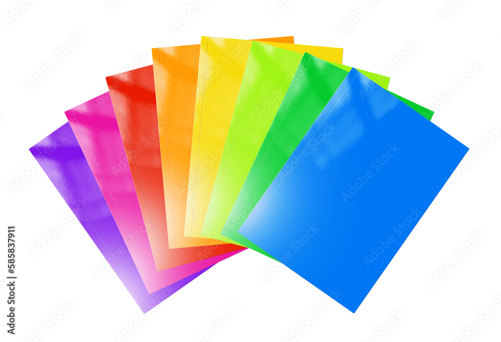 Multi color booklets range mockup on transparent background