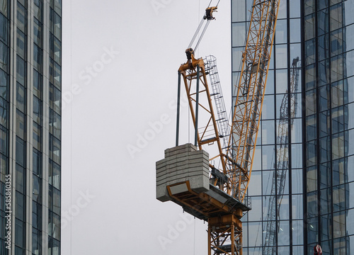 Crane on the background of the walls
