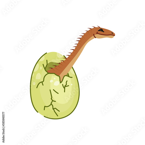 Dinosaur in cracked egg shell isolated extinct dino cartoon character. Vector raptor wild t-rex reptile, gigantic prehistoric beast, baby dinosaur