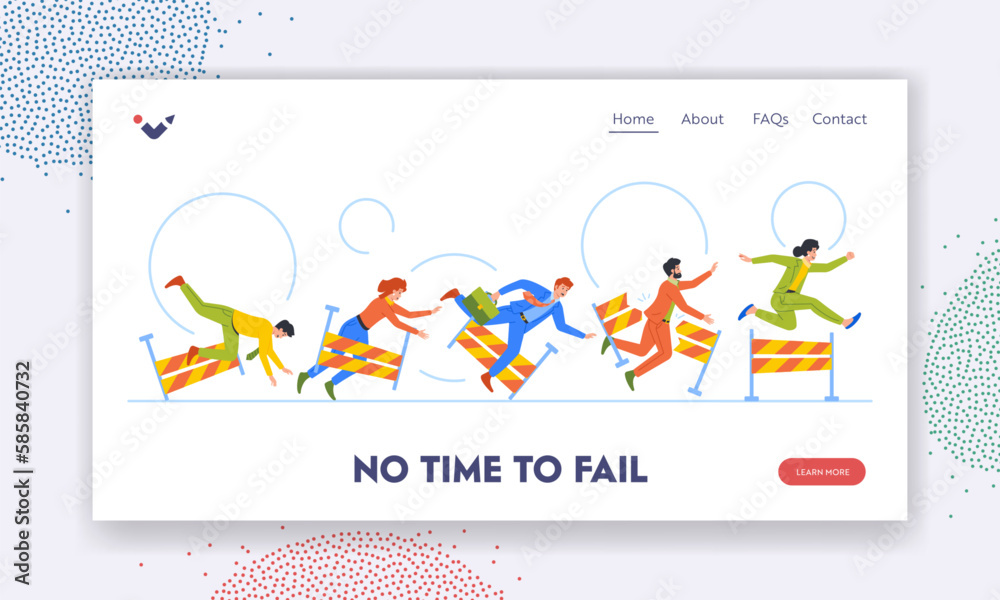 Fail Landing Page Template. Characters Falling Over An Obstacles During Race Symbolizing Hurdles In Entrepreneurship Fail Landing Page Template. Characters Falling Over An Obstacles During Race Symbolizing Hurdles In Entrepreneurship