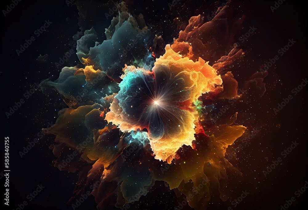Obraz premium Creative abstract Particles background. Space nebula start burst. Generate Ai.