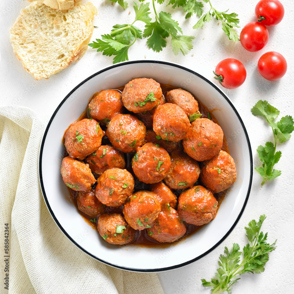 Meatballs with tomato sauce in bowl