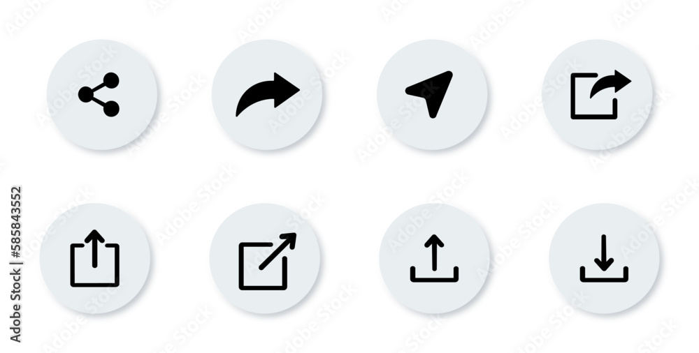 Share link button for social media line icon and silhouette. Arrows symbol Share link for website outline icon on gray background eps10 Share link button for social media line icon and silhouette. Arrows symbol Share link for website outline icon on gray background eps10