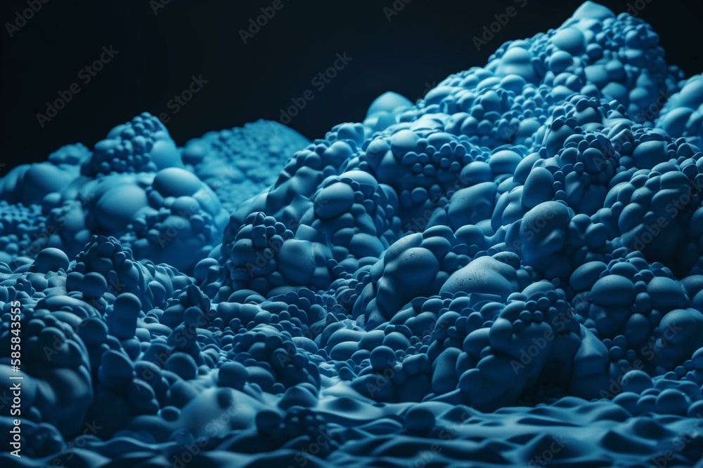 blue foam material arranged transversely. overlapping pile. Generative