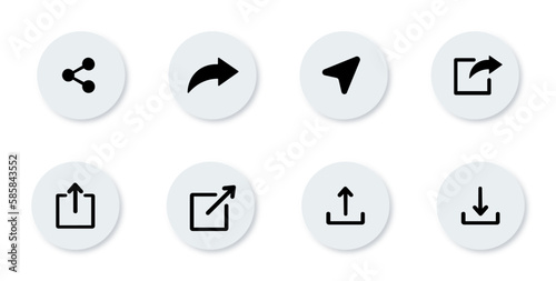 Share link button for social media line icon and silhouette. Arrows symbol Share link for website outline icon on gray background eps10