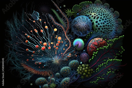 microscopic diatoms sea flowers Haeckel inspiration generative ai © 7oanna