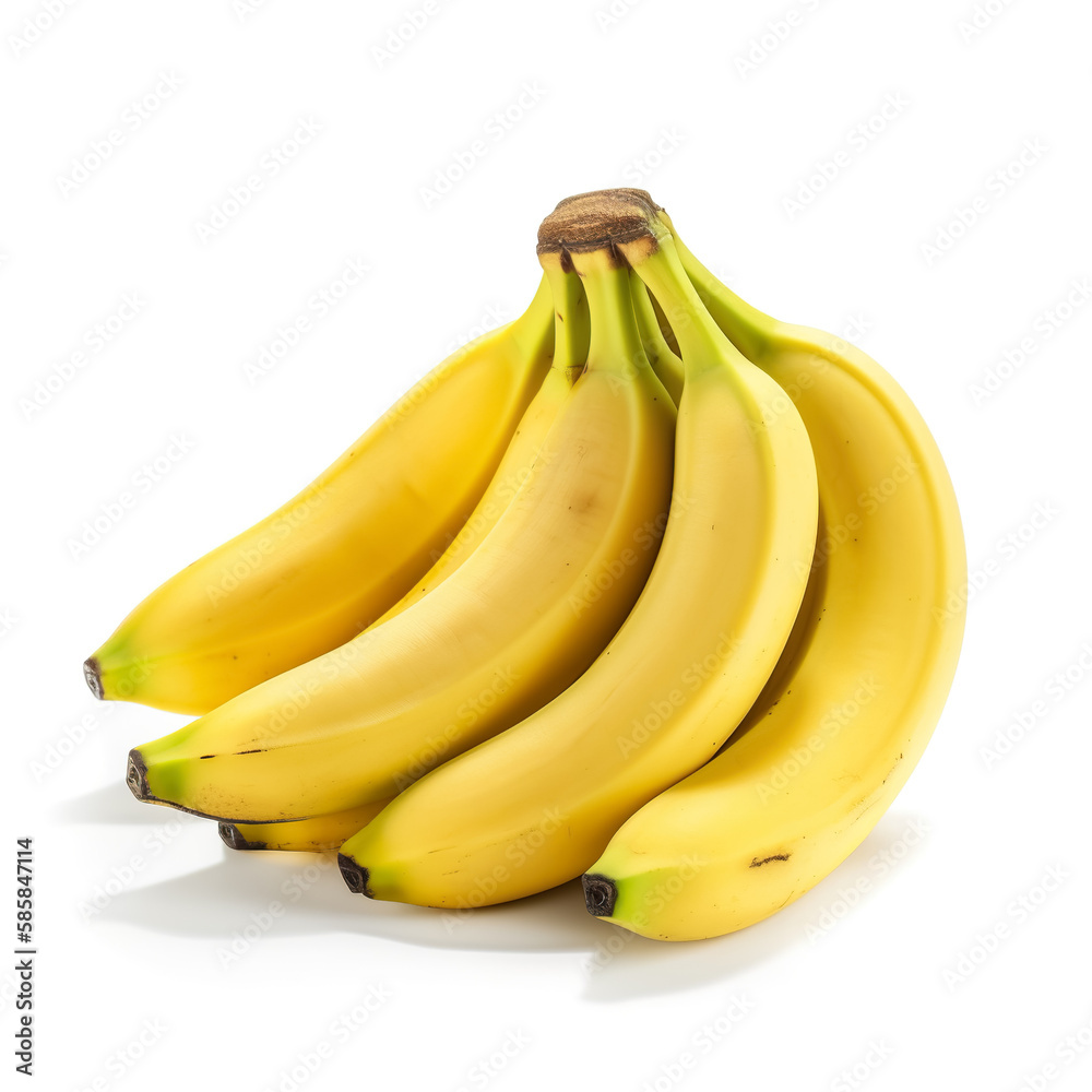 Bunch of bananas isolated on a white background. Generative AI