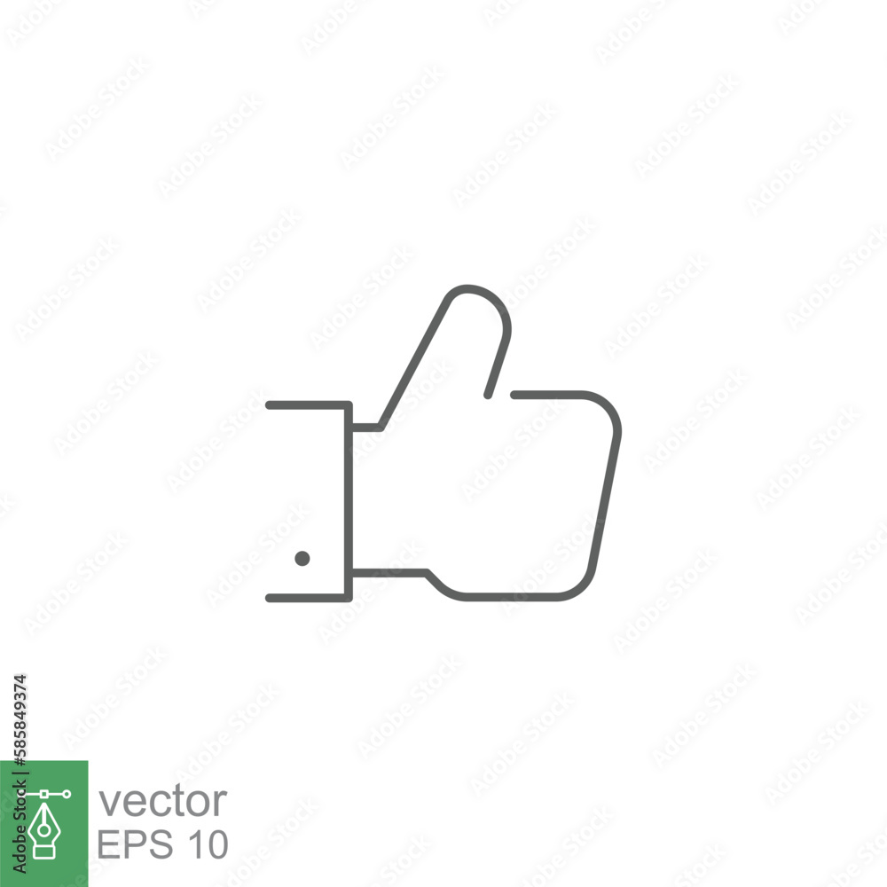 Hand thumb up gesture line icon. Testimonials, like and customer relationship management concept. Simple outline style. Vector illustration isolated on white background. Editable stroke EPS 10. Hand thumb up gesture line icon. Testimonials, like and customer relationship management concept. Simple outline style. Vector illustration isolated on white background. Editable stroke EPS 10.