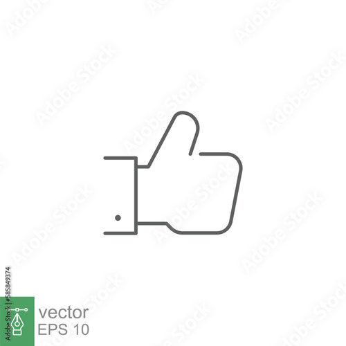 Hand thumb up gesture line icon. Testimonials, like and customer relationship management concept. Simple outline style. Vector illustration isolated on white background. Editable stroke EPS 10.