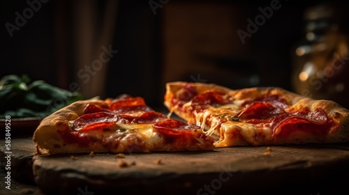 Scrumptious pizza slice, created by AI. © qntn
