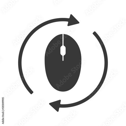 Scrolling mouse cursor vector. Mouse rotation icon for PC. Flipping in different directions vector.