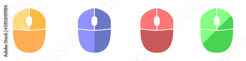 Computer mouse icons vector. Left and right click vector. Icons set of pressing different mouse buttons for PC. Mouse wheel scroll icon vector. Mouse icon set for PC.