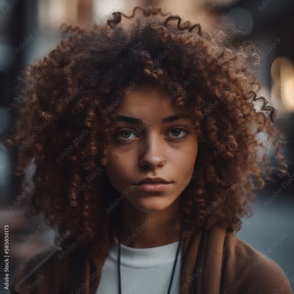 Generative ai portrait headshot of young beautiful mixed race woman