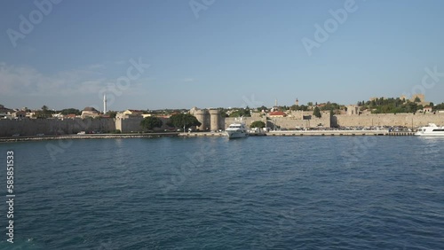 Wallpaper Mural Shot of Rhodes Town from ferry leaving port, Rhodes Old Town, Rhodes, Dodecanese Islands, Greek Islands, Greece, Europe Torontodigital.ca