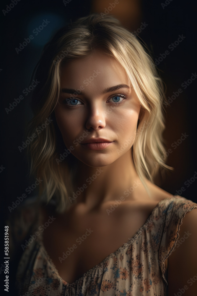 Independent and Strong Blonde Woman, Generative AI Independent and Strong Blonde Woman, Generative AI
