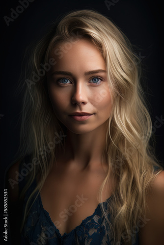 Captivating Blonde Portrait, Generative AI