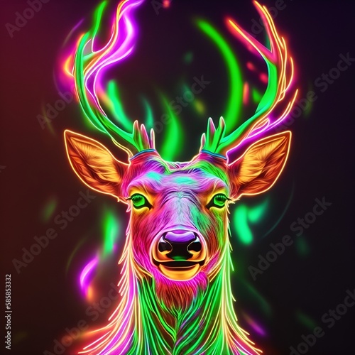 Neon deer - created with generative AI technology