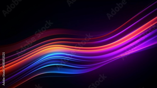 抽象的な背景に鮮やかなネオンが光るラインGenerativeAI