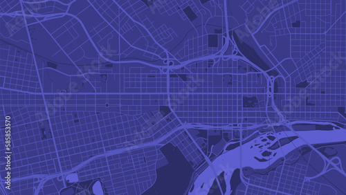 Background Richmond map, Virginia, indigo city poster. Vector map with roads and water. Widescreen proportion, flat design roadmap.
