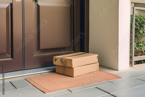 Delivered Parcels Near the Front Door: AI Generated Image © Nikki AI