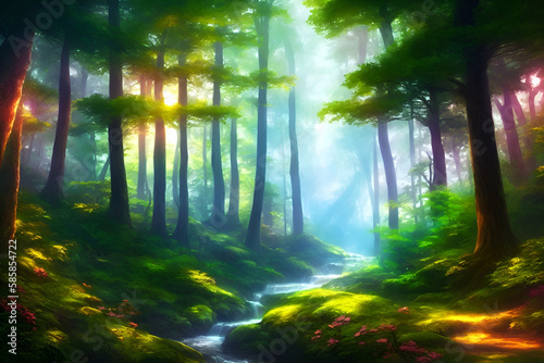sun rays in the forest