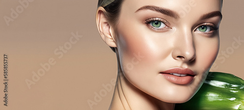 Beauty woman healthy skin natural make up clean fresh skin cosmetic conceptin skin color background, healthy clean slon spa concept cosmetic skin care, spa beauty treatment, skincare. Generative AI