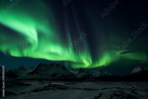 northern lights from the top of a mountain. generative ai © pa-ka