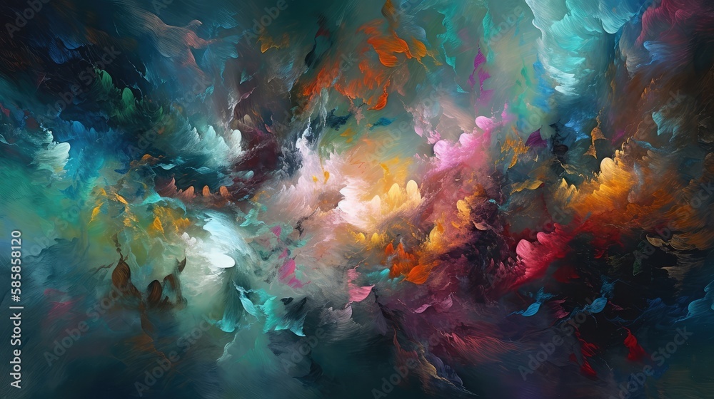 Abstract background that captures the enchanting beauty of clouds, sky, or nebula, merging vibrant colors and a creative combination of painting techniques - Generative AI