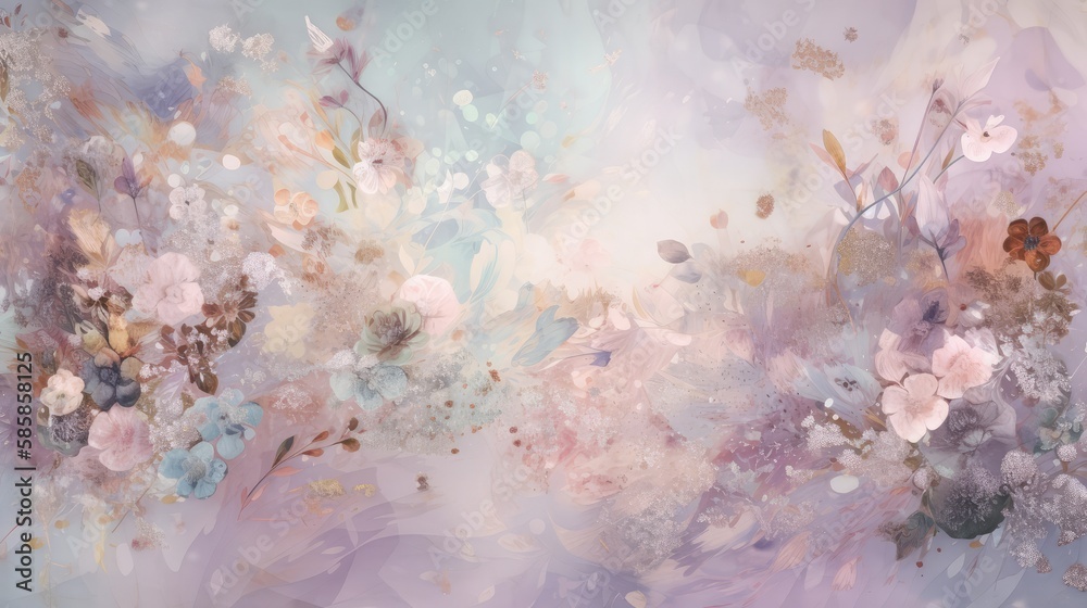 Abstract background that celebrates the whimsical world of fairy tales, incorporating pastel shades of lilac, mint, and blush, along with delicate swirls - Generative AI