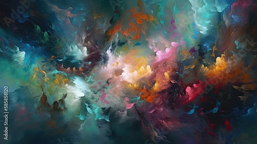 Abstract background that captures the enchanting beauty of clouds, sky, or nebula, merging vibrant colors and a creative combination of painting techniques - Generative AI © Filip